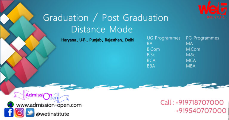 Distance Course WET Institute admission open